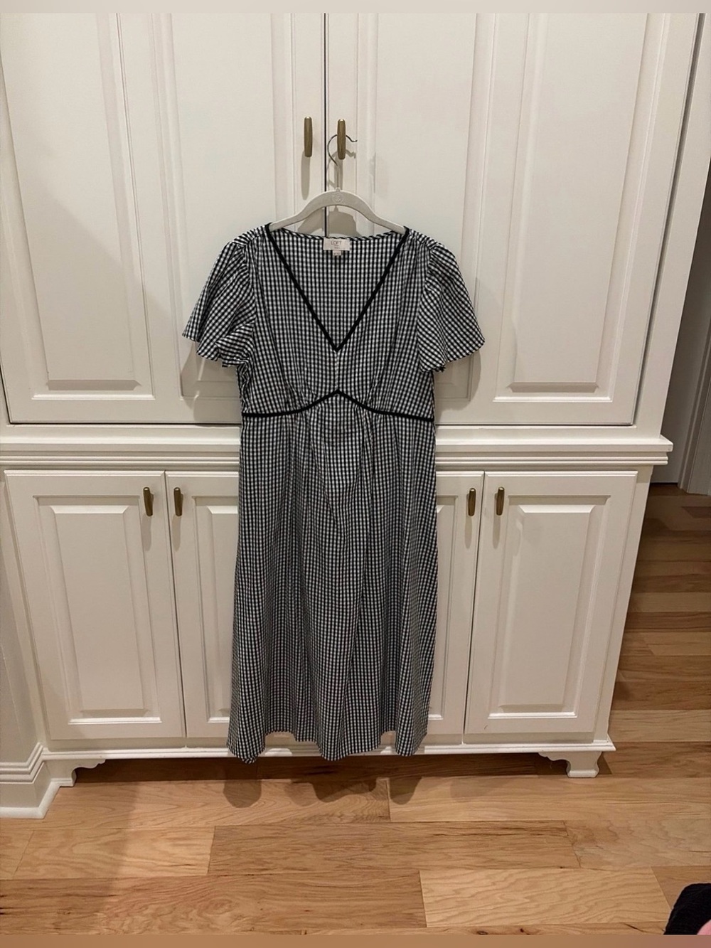 Loft Outlet: Contrast Piping Gingham Midi Dress Size 8P